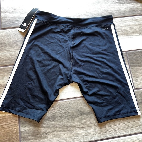 Nwt Girls Adidas Black White Climalite Elastic waist bike shorts XL 16 Stretch - Picture 2 of 10